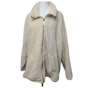 Torrid Cream Sherpa Zip-Up Jacket Sz 4X Cozy Lightweight Fleece Plus Size